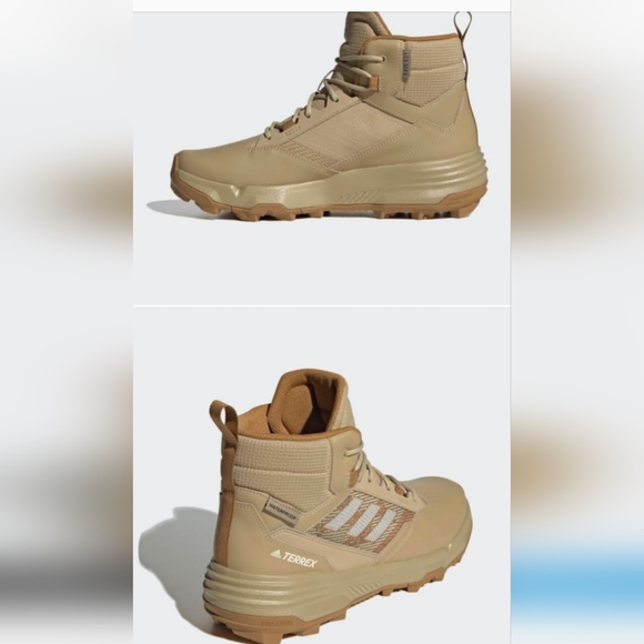 NEW (No Box) adidas Unity Leather Mid Rain.RDY Hiking Boots in Tan, M 10 - Picture 2 of 4